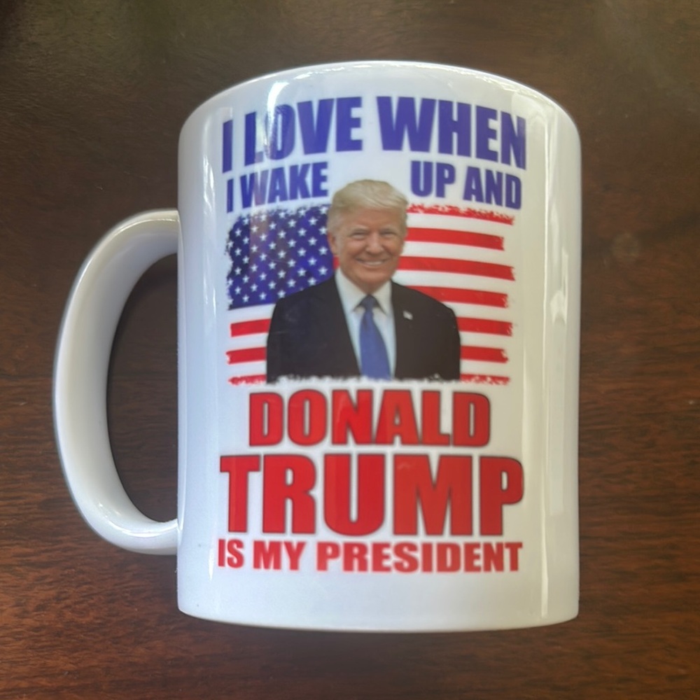 White Ceramic Mug with Patriotic Design